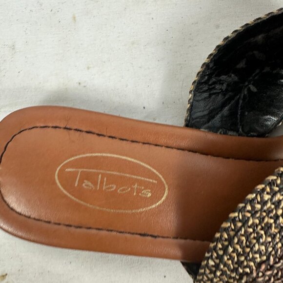 Talbots Womens Braided Strap Sandals Size 8.5B Brown & Black Leather Flip Flops - Picture 4 of 7